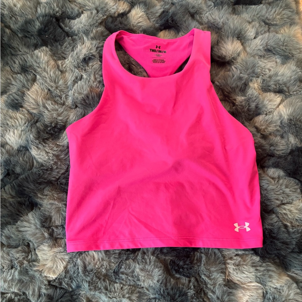Under Armour Girls Motion Crop Pink Tank Top